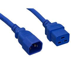 Power Cord, C14 to C19, 14 AWG,15 Amp, Blue, 2 foot