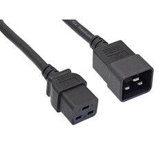 Data Center Power Cord, Black, C20 to C19, 14AWG/3C, 15 Amp, 1 foot
