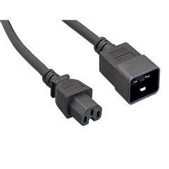 Power Extension Cord, Black, C20 to C15, 14AWG/3C, 15 Amp, 6 foot