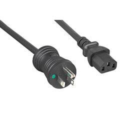 Hospital Grade, Green Dot, Power Cord, Nema 5-15 to C13, 16 AWG, SJT, 13 Amp / 125 Volt, Black, 10 Foot
