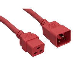 Heavy Duty Server Power Extension Cord, Red, C20 to C19, 12AWG/3C, 20 Amp, 10 foot