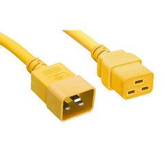 Heavy Duty Server Power Extension Cord, Yellow, C20 to C19, 12AWG/3C, 20 Amp, 10 foot