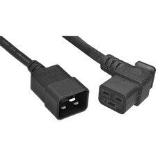 Heavy Duty Server Power Extension Cord, Black, C20 to C19(Left Angle), 12AWG/3C, 20 Amp, 3 foot