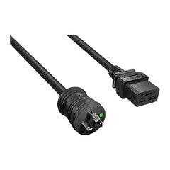 Hospital Grade Green Dot Power Cord, NEMA 5-20P to C19, 12AWG, 20 Amp, Black, 6 foot
