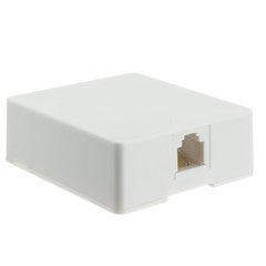 Phone Surface Mount Jack, White, RJ11 / RJ12, Data / Voice, 6P6C (6 Pin 6 Conductor)