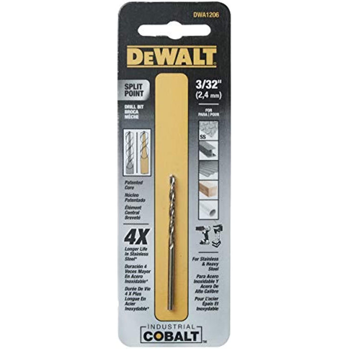DEWALT DWA1206 3/32" Pilot Point Industrial Cobalt Alloy Steel Drill Bit
