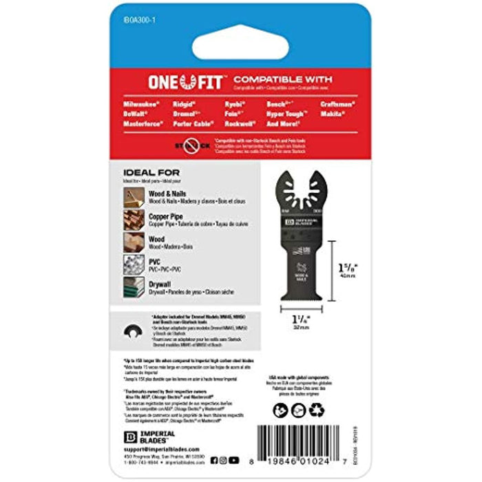 Imperial Blades IBOA300-1 One Fit 1-1/4" Standard Wood & Nails Blade, 1PC