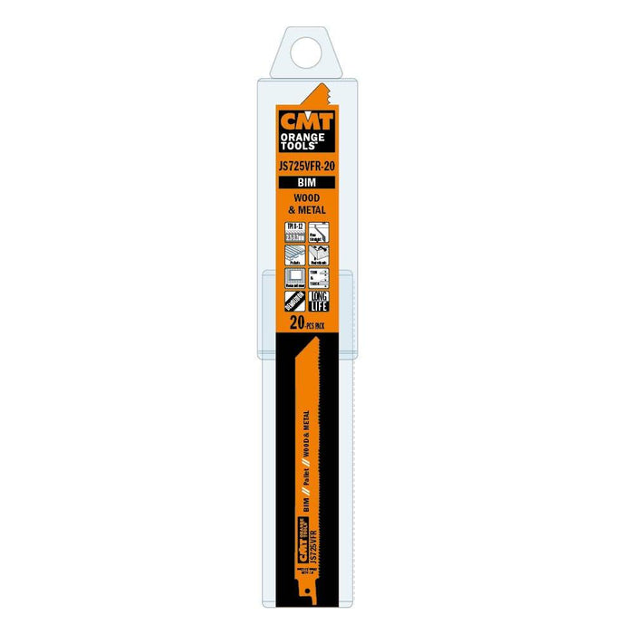 CMT JS725VFR-20 8-12 TPI Bimetal Reciprocating Saw Blades for Wood/Metal (20 Pack), 7"
