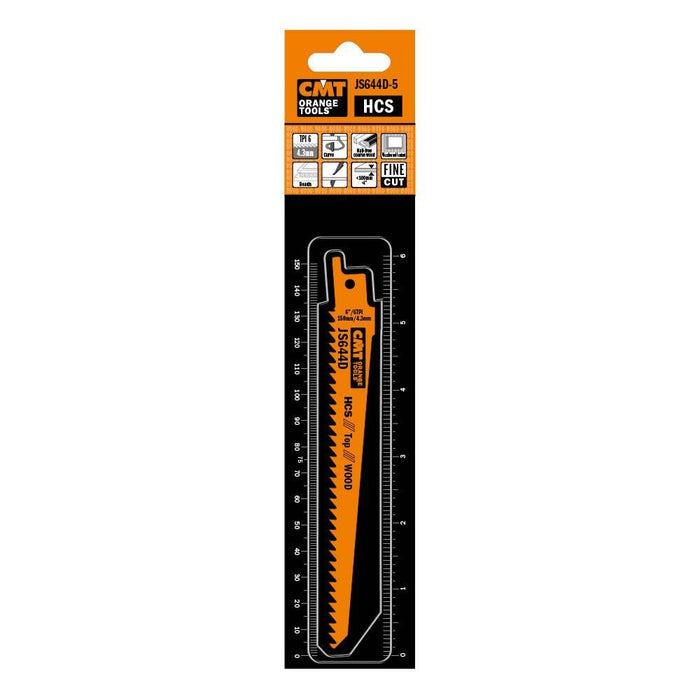 CMT JS644D-5 6 TPI HCS Reciprocating Saw Blades for Wood (5 Pack), 5"