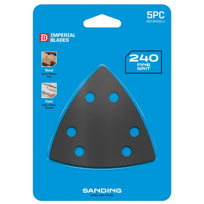 Imperial Blades - Oscillating Multi-Tool Triangle Sandpaper 240 Fine Grit, 5PC IBOTSPH240-5, Black, 5-Pack
