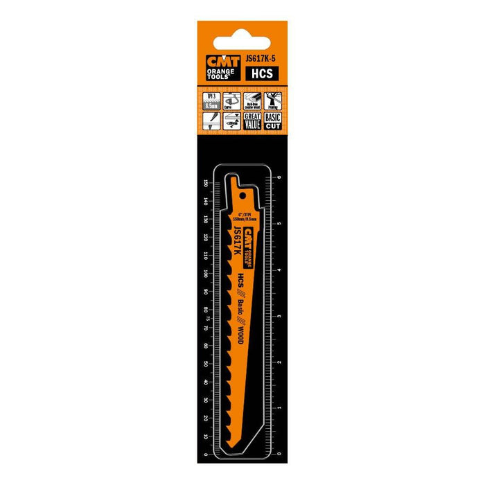 CMT USA, Inc. JS617K-5 CMT 3 TPI HCS Reciprocating Saw Blades for Wood (5 Pack), 5"