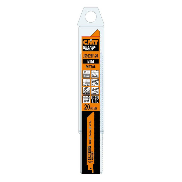CMT USA, Inc. JS922EF-20 CMT 18 TPI Bimetal Reciprocating Saw Blades for Metal (20 Pack), 5"