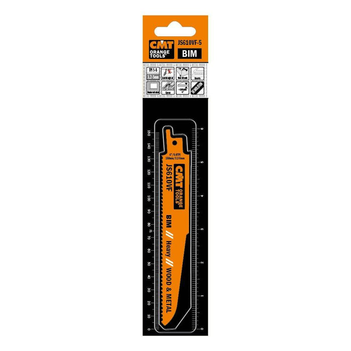 CMT USA, Inc. JS610VF-5 CMT 5-8 TPI Bimetal Reciprocating Saw Blades for Wood/Metal (5 Pack), 5"