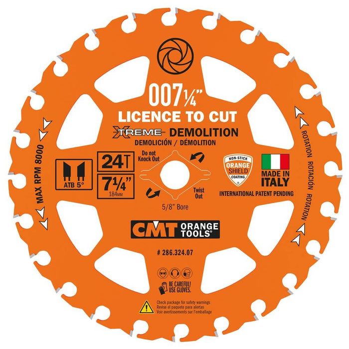 CMT 286.324.07-X10 7-1/4in. 24T Carbide Tipped Xtreme Demolition Blade 10 Pack