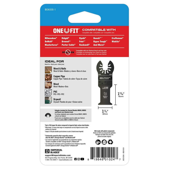 IBOA300 Universal Fitment 1-1/4" 14T Metal Oscillating Blade, BM