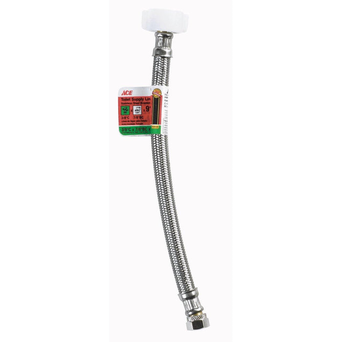 Toilet Connector, Reinforced Poly Vinyl, 3/8 Compression x 7/8 Ballcock x 9-In.