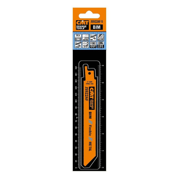 CMT USA, Inc. JS922AF-5 CMT 24 TPI Bimetal Reciprocating Saw Blades for Metal (5 Pack), 5"