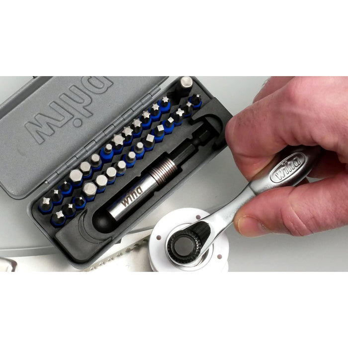 Wiha 32 Piece GoBox Terminator Blue Impact Bit Set with 1/4" Ratchet.