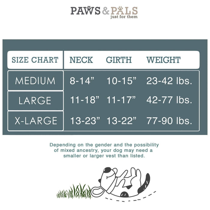 Paws & Pals Service Dog Vest Harness for Medium and Large Dogs of All Breed with Grip Handle, Reflective Safety Strap and Side Certification Display Pockets