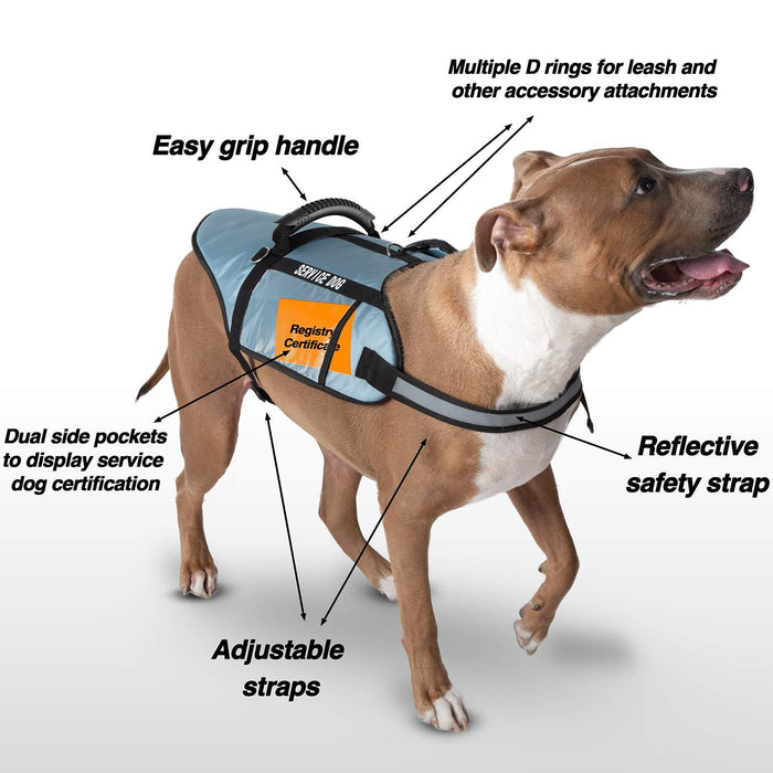 Paws & Pals Service Dog Vest Harness for Medium and Large Dogs of All Breed with Grip Handle, Reflective Safety Strap and Side Certification Display Pockets