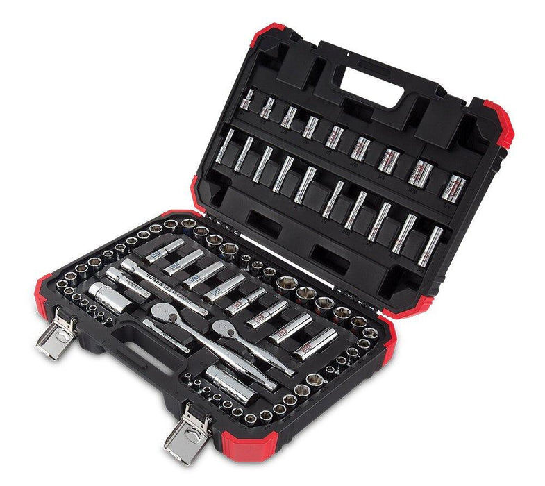 Sunex 3879 1/4" & 1/2" Drive Master Chrome Socket Set, SAE/Metric, 6 Pt., 8 Pt., 12 Pt., 5/32" – 3/4", 4mm – 19mm, 79Piece