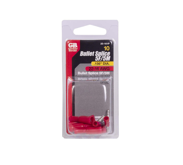 Gardner Bender 20-161P 22-16 Gauge Red Terminal Bullet Splice, 10-Pack