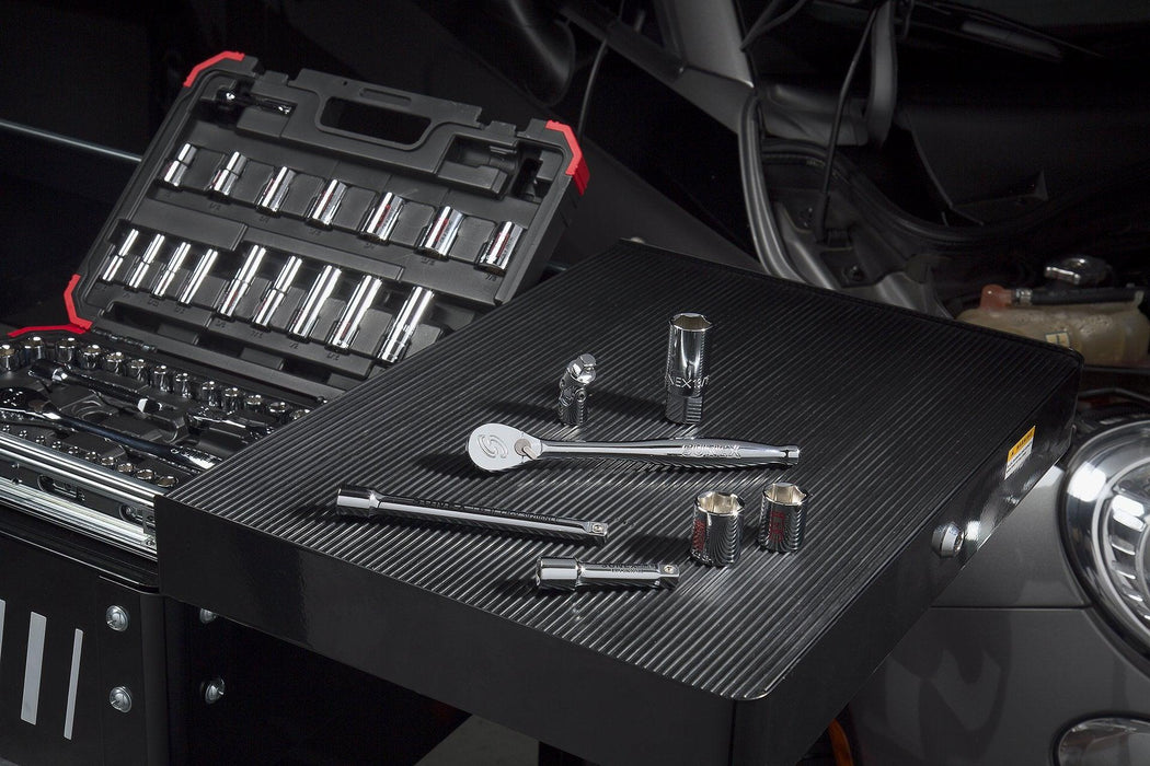 Sunex 3879 1/4" & 1/2" Drive Master Chrome Socket Set, SAE/Metric, 6 Pt., 8 Pt., 12 Pt., 5/32" – 3/4", 4mm – 19mm, 79Piece