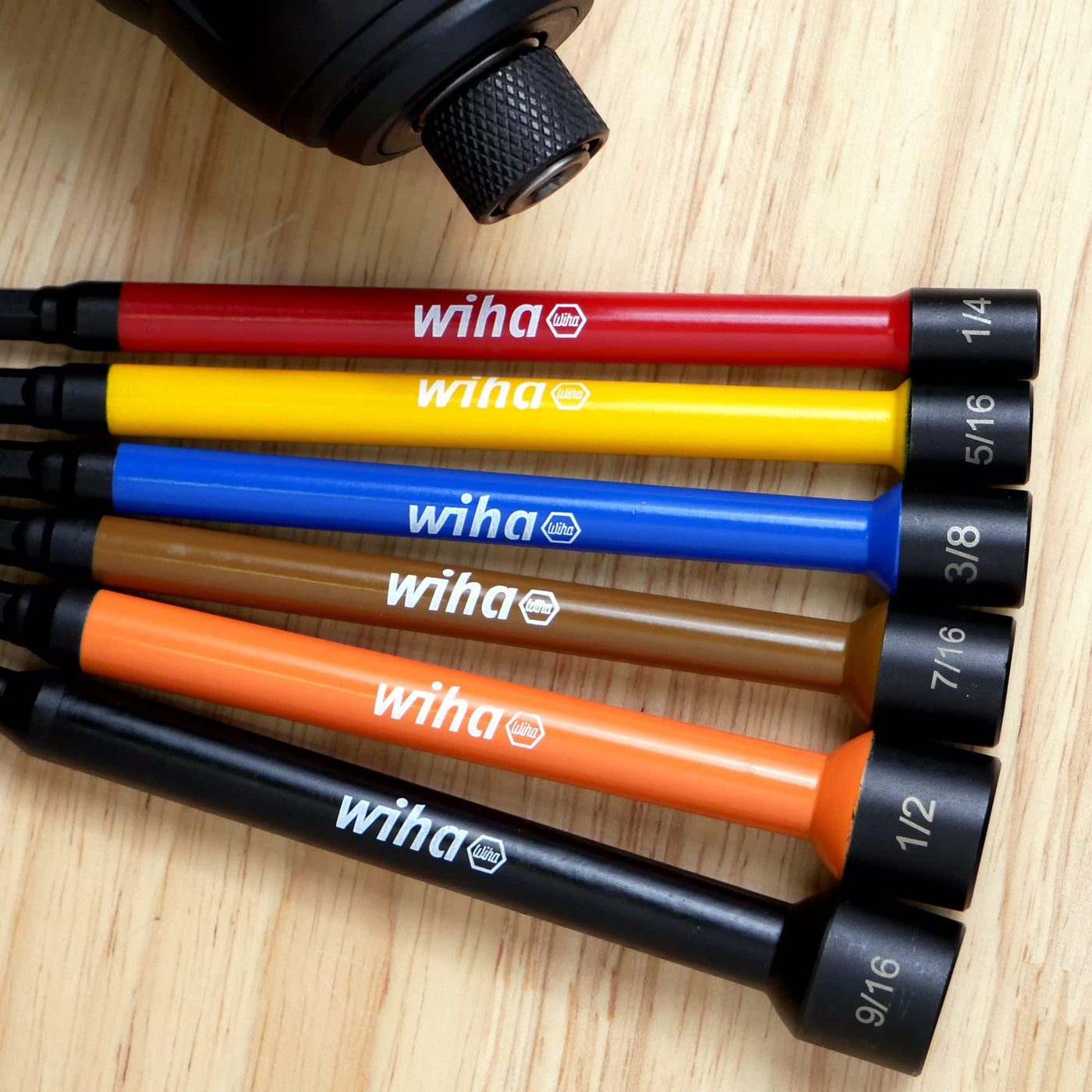 Wiha Color Coded Magnetic Nut Driver Set SAE - 6 Piece (1/4in, 5/16in ...