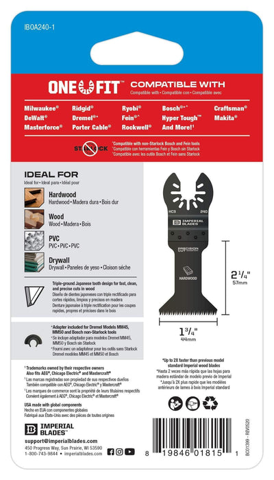 Imperial Blades - One Fit 1-3/4" Japanese Tooth Power Curve Hardwood Blade, 1PC IBOA240-1
