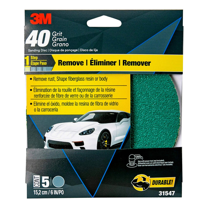 3M Green Corps Sanding Disc with Roloc Attachment, 31408, 3 in, 24 grit, 5 discs per pack