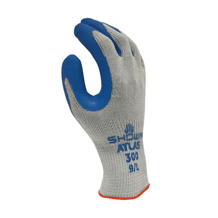 300S-07 Showa Atlas General Purpose Gloves, Natural Rubber Palm Coating, Gray/Blue, Small