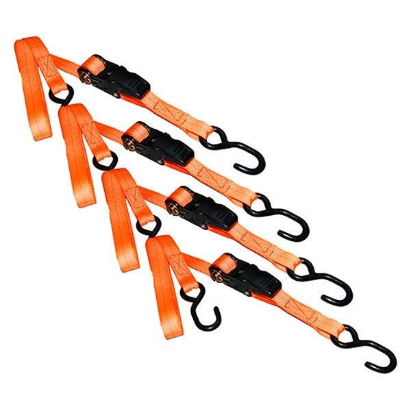 SL91 S-Line Ratchet Strap, 1" x 15', Padded Handle & Compact Coated S-Hooks, 4 pack