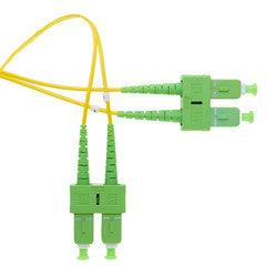 SC/APC Duplex Fiber Optic Patch Cable, OS2 9/125 Singlemode, Yellow Jacket, Green Connector, 15 meter (49.2 foot)